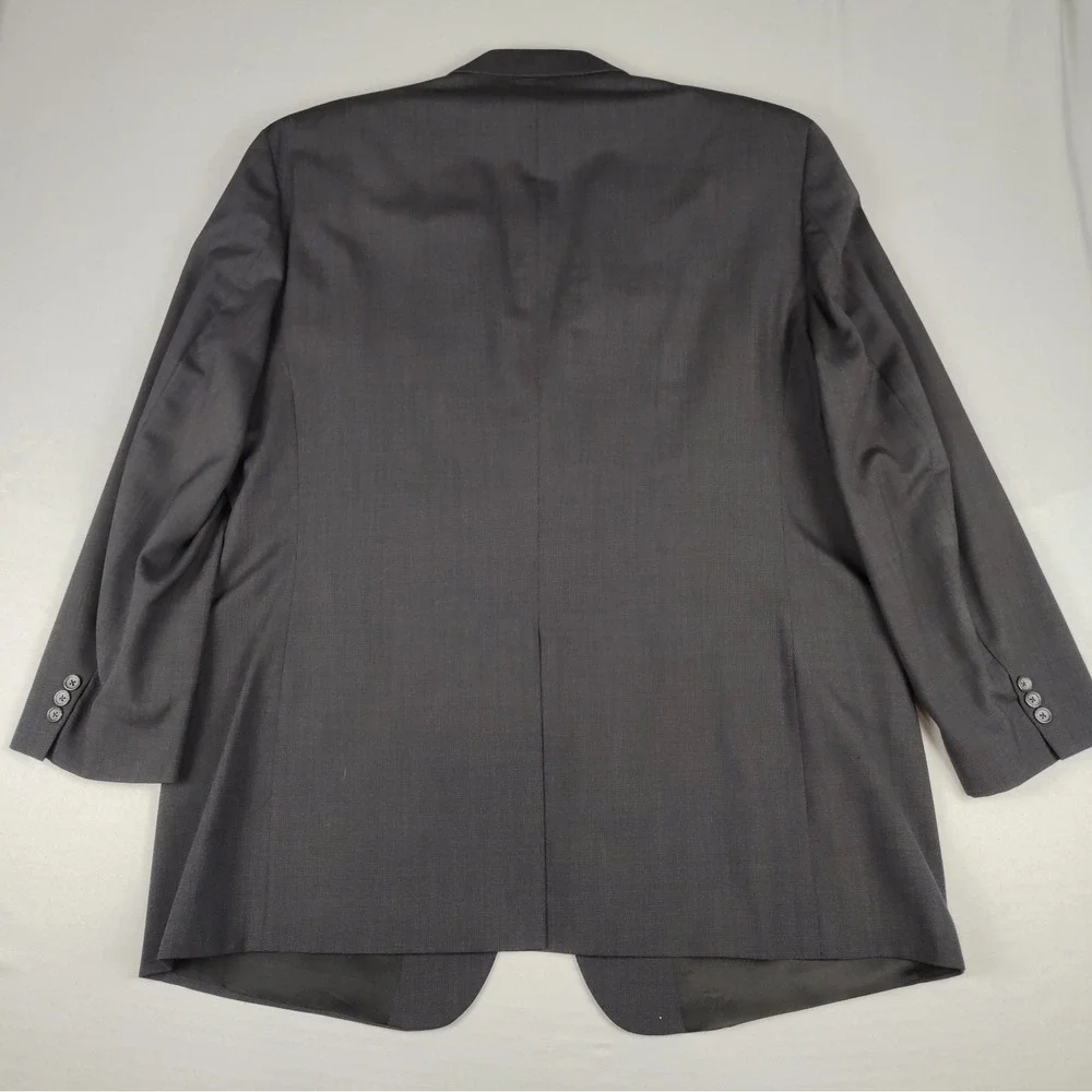 Jos A Bank Men's 48L 44x32 Charcoal 100% Wool 2 Piece Suit Pants Pleated Cuffed